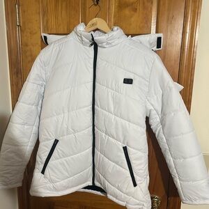 Helios Heated White Quilted Jacket with Black Accents